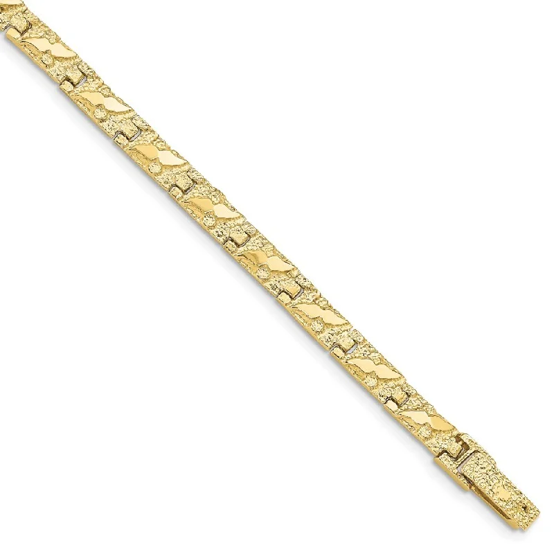 10k Yellow Gold 4.0mm NUGGET Bracelet, 7"