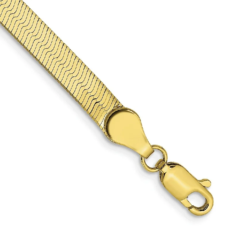 10k Yellow Gold 4mm Silky Herringbone Chain Bracelet, 7"