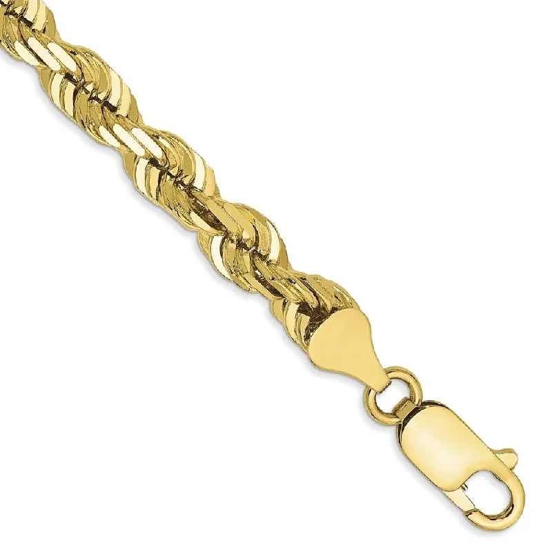 10k Yellow Gold 5.5mm Diamond-cut Rope Chain Bracelet, 7"