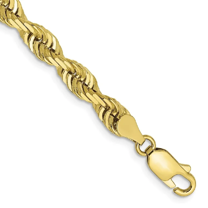 10k Yellow Gold 5mm Diamond-Cut Quadruple Rope Chain Bracelet, 8"