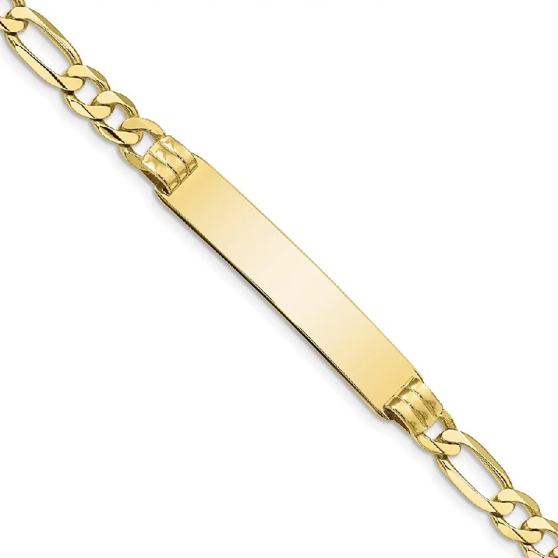 10k Yellow Gold Figaro Link ID Bracelet, 7" (W-7.5mm)