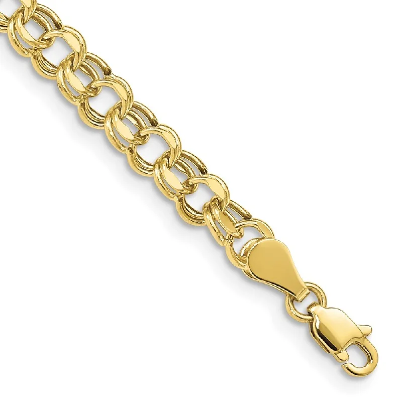 10k Yellow Gold Lite 5mm Diamond-cut Double Link Charm Bracelet, 7.25"