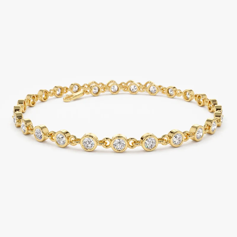 14k Bezel Setting Diamond Tennis Bracelet