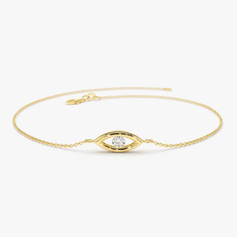 14k Channel Setting Diamond Evil Eye Bracelet