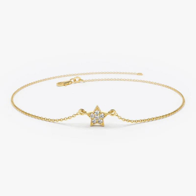 14k Diamond Star Charm Bracelet