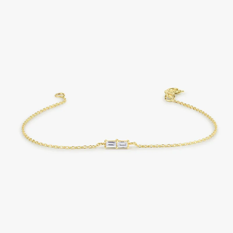 14k Double Baguette Diamond Bracelet