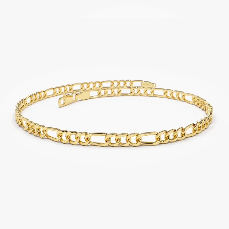 14k Gold Figaro Chain Bracelet