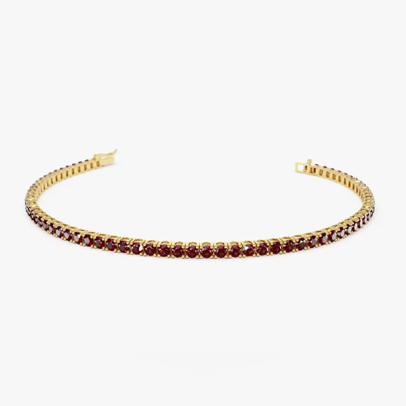 14k Prong Setting Red Garnet Tennis Bracelet