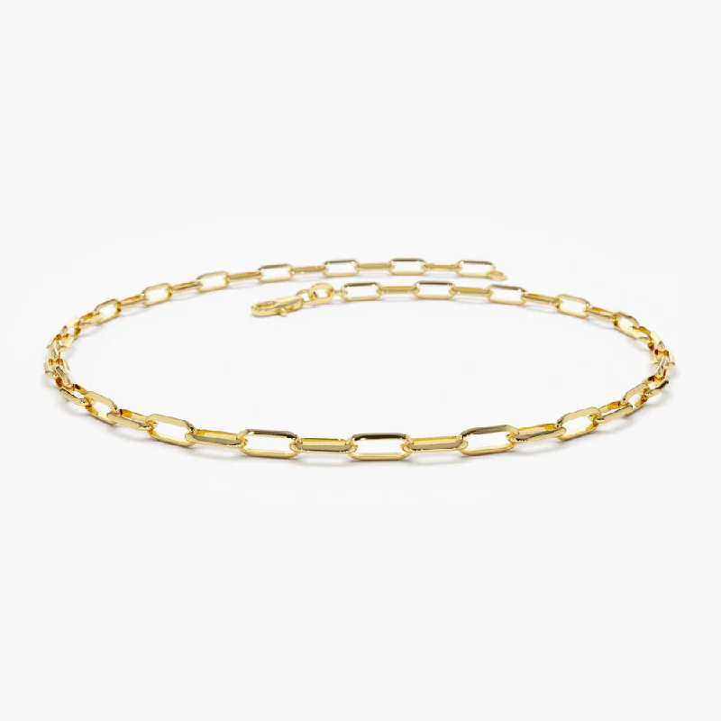 14k Solid Gold Tiny Paper Clip Link Bracelet