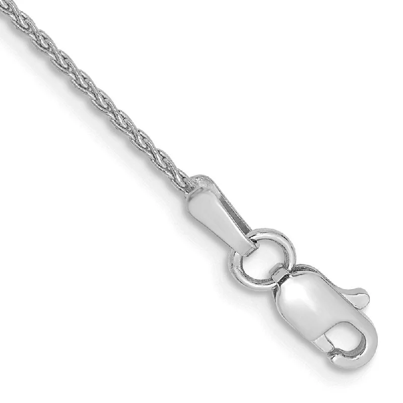 14k White Gold 1.2mm Parisian Wheat Chain Bracelet, 6"