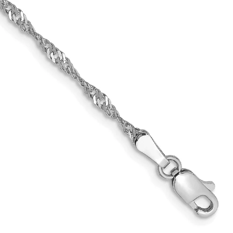 14k White Gold 1.7mm Singapore Chain Bracelet, 7"