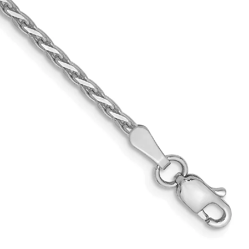 14k White Gold 1.9mm Diamond-Cut Parisian Wheat Chain Bracelet, 7"