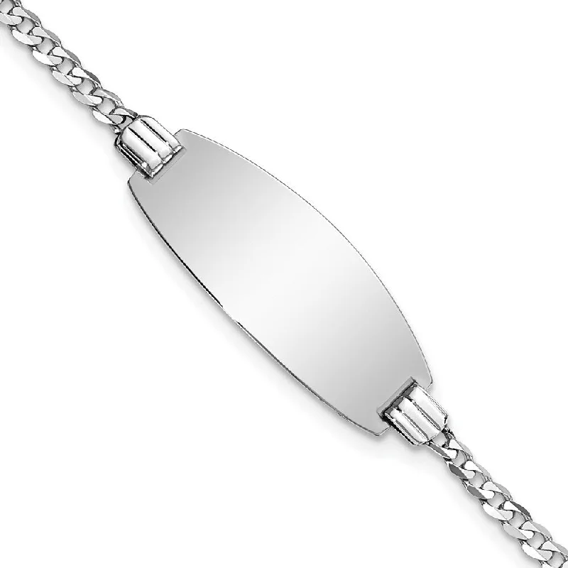 14k White Gold 11.5mm Oval Curb ID Bracelet, 7"