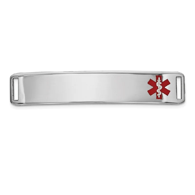 14k White Gold 8mm Epoxy Enameled Medical ID Off Ctr Plate # 819 Bracelet