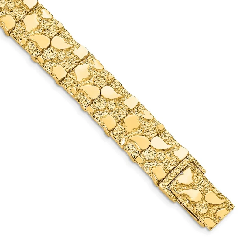 14k Yellow Gold 12.50mm Nugget Bracelet, 7"