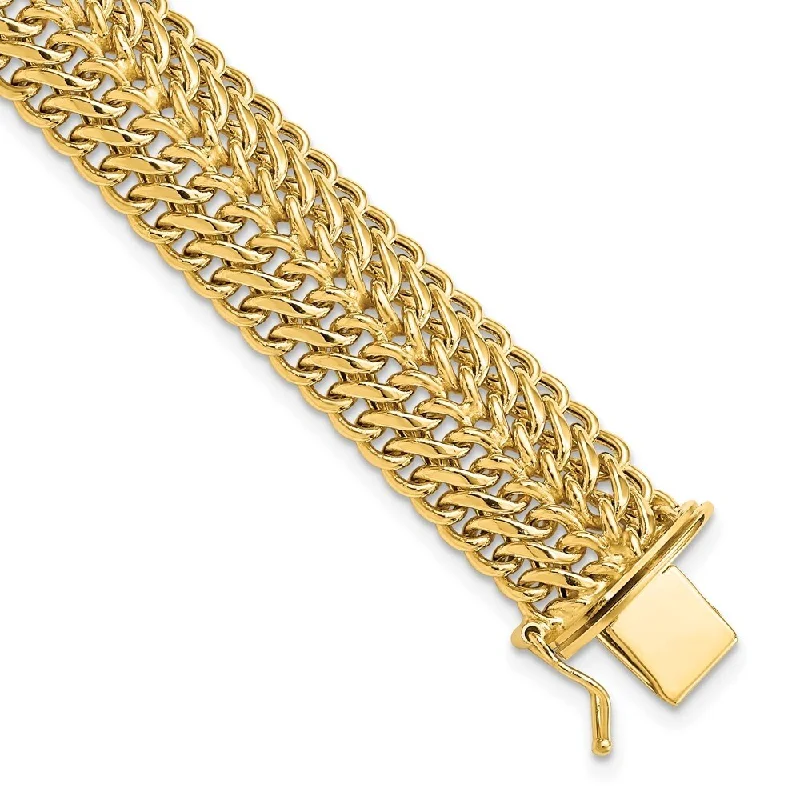 14k Yellow Gold 13mm Fancy Link Bracelet, 7.5"