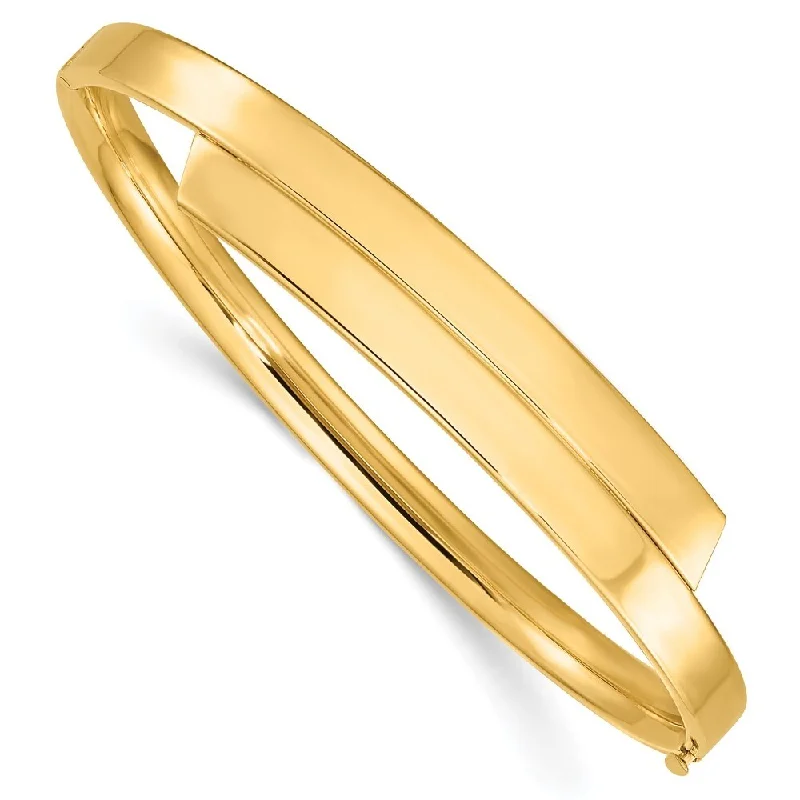 14k Yellow Gold 3/16 Overlap Hinged Bangle Bracelet, 7" (W-10mm)