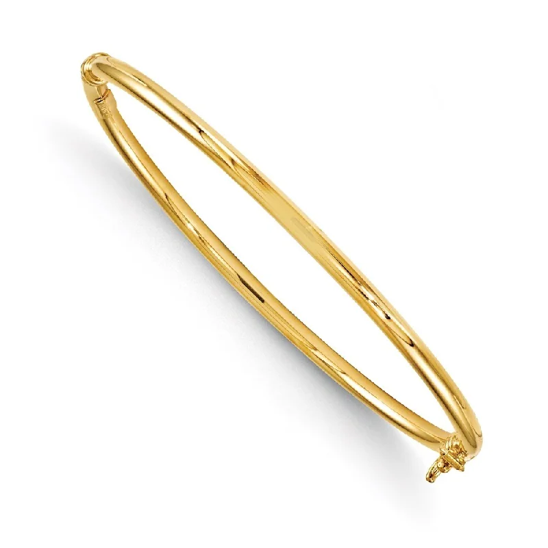 14k Yellow Gold 3mm Hinged Bangle Bracelet, 7.25"