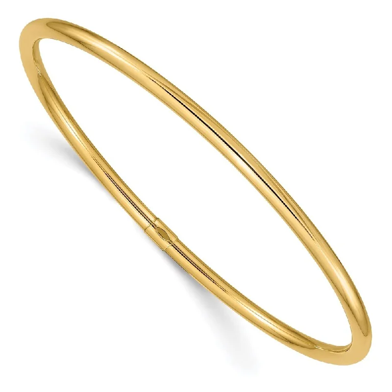 14k Yellow Gold 3mm Round Tube Slip-on Bangle Bracelet, 8.25"