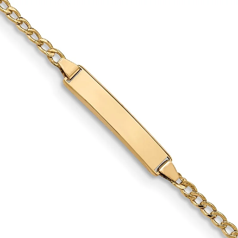 14k Yellow Gold 4.5mm Semi-Solid Polished Cuban ID Bracelet, 5.5"