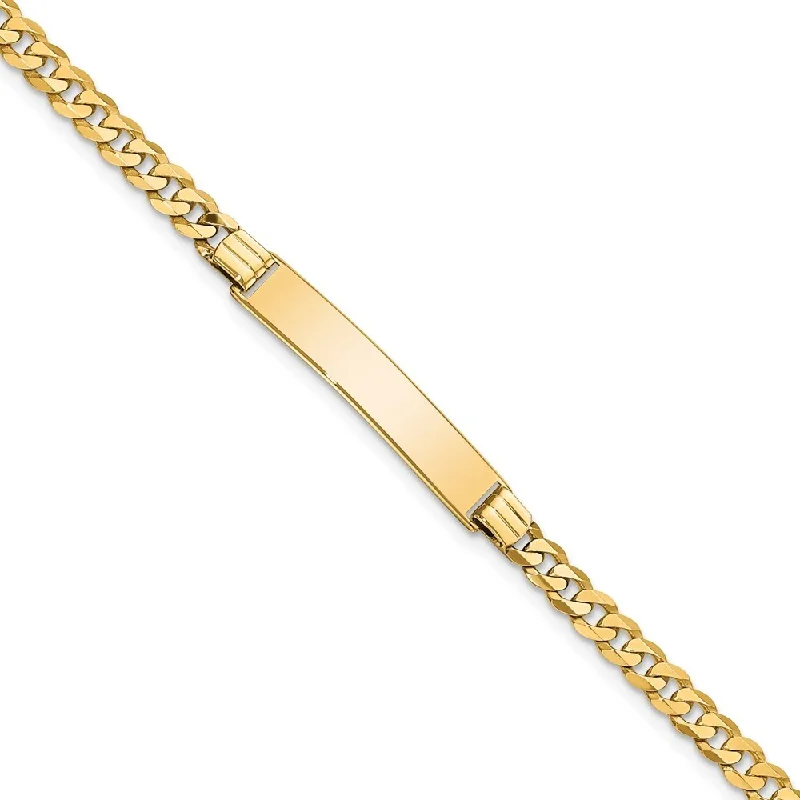 14k Yellow Gold 5.5mm Flat Curb Link ID Bracelet, 7"