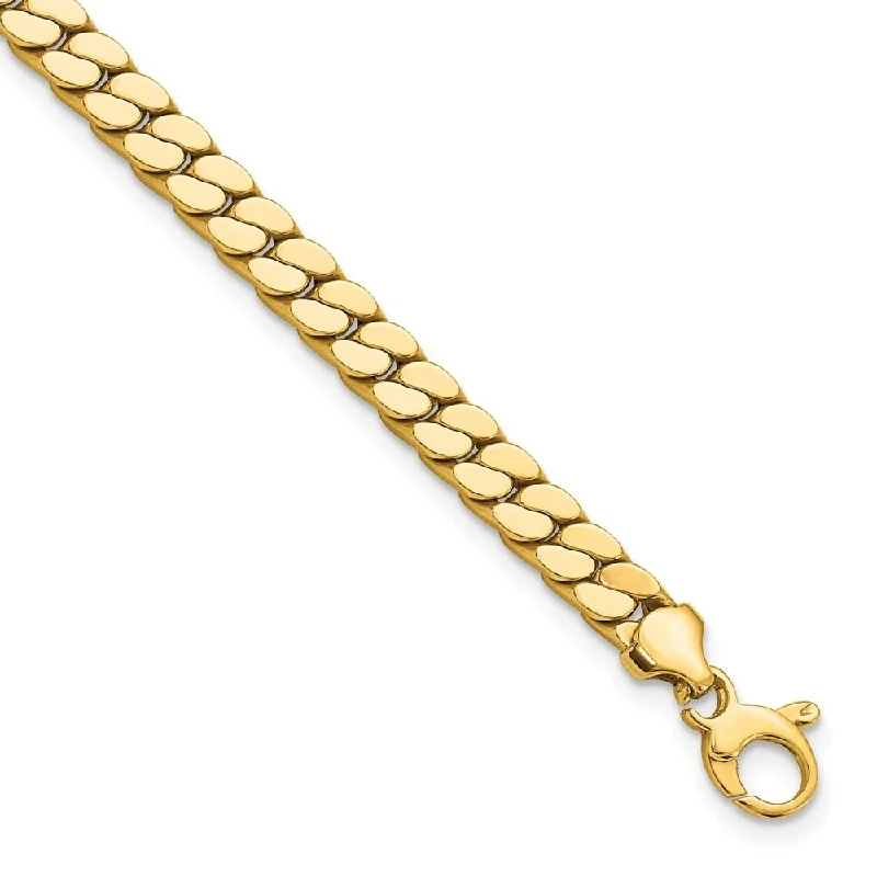 14k Yellow Gold 5.75mm Men's Polished Fancy Link Bracelet, 8.5"