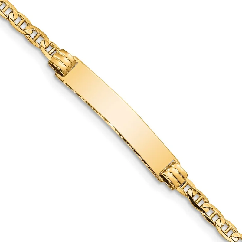 14k Yellow Gold 5mm Children's Anchor Link ID Bracelet, 6"