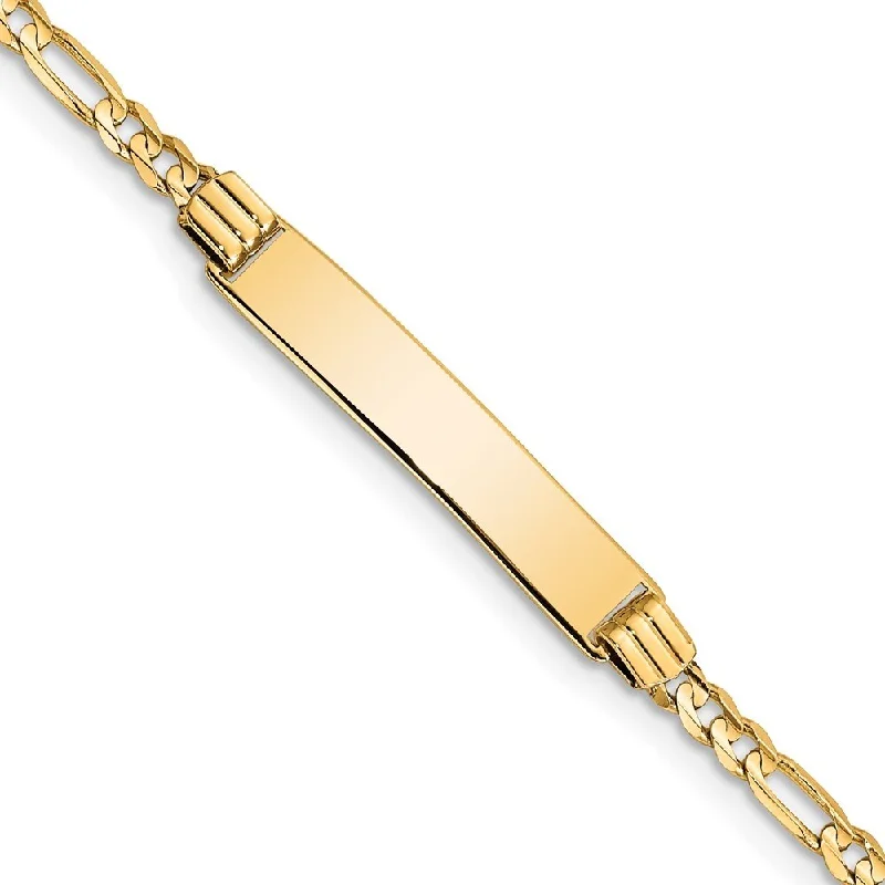 14k Yellow Gold 5mm Children's Figaro Link ID Bracelet, 6"