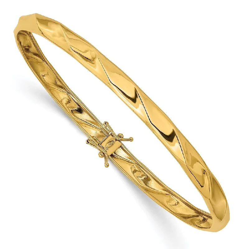 14k Yellow Gold 5mm Twisted Flexible Bangle Bracelet, 8"