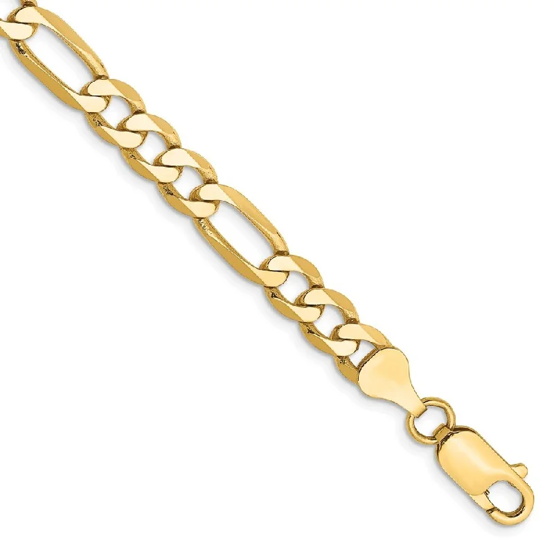 14k Yellow Gold 6.25mm Flat Figaro Chain Bracelet, 7"