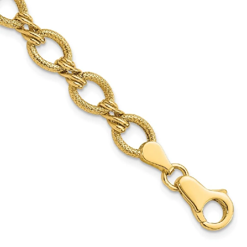 14k Yellow Gold 7mm Fancy Bracelet, 7"