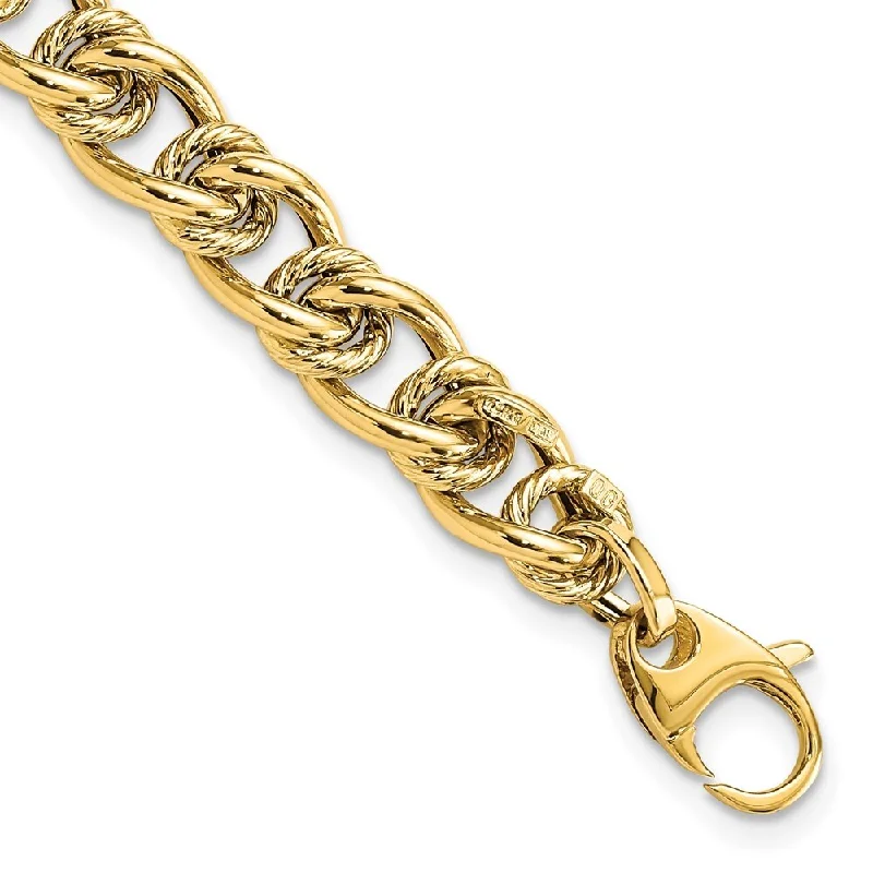 14k Yellow Gold 7mm Fancy Link Bracelet, 7.5"