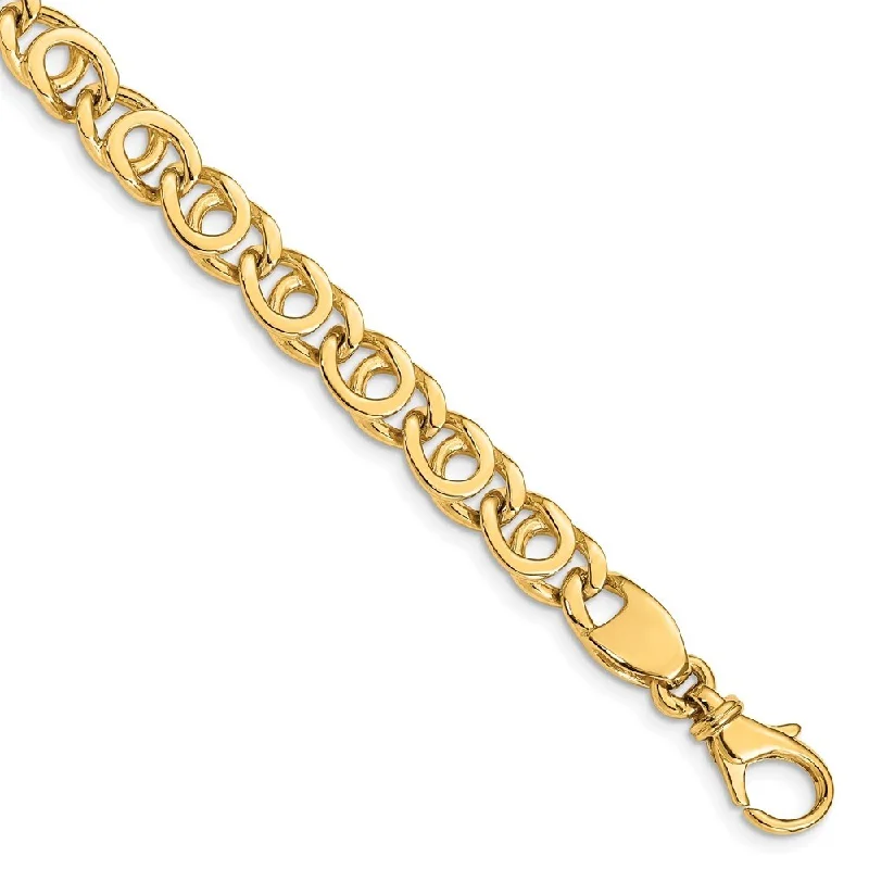 14k Yellow Gold 7mm Fancy Link Bracelet, 8"