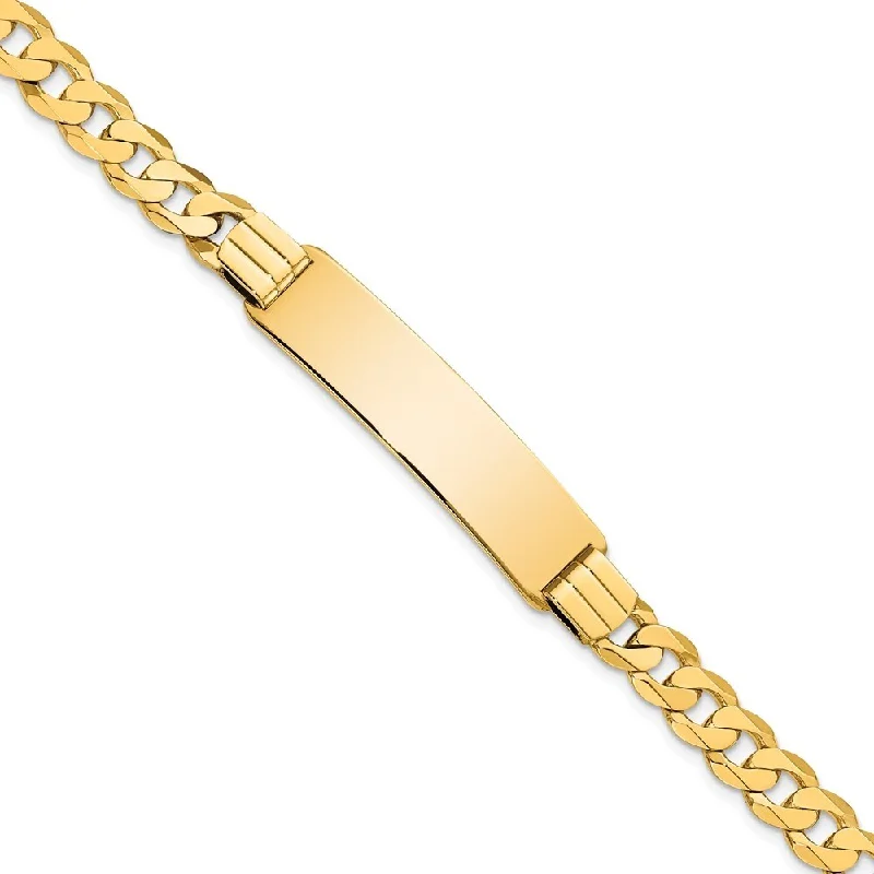 14k Yellow Gold 9mm Curb Link ID Bracelet, 7"