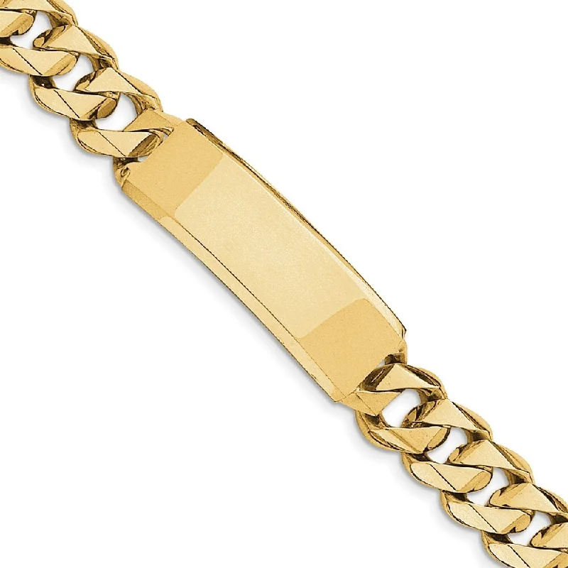 14k Yellow Gold Hand-polished Curb Link ID Bracelet, 8.5"