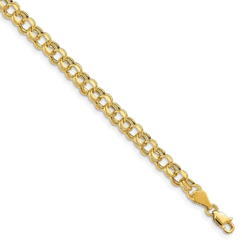 14k Yellow Gold Lite 5mm Double Link Charm Bracelet, 7.25"