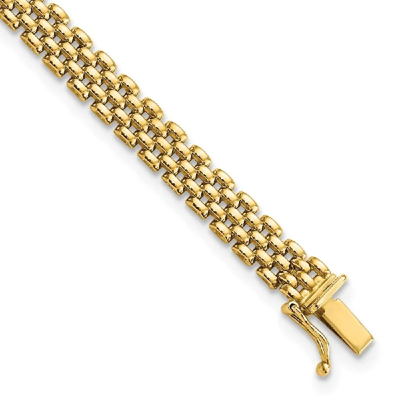 14k Yellow Gold Panther Link Bracelet, 7.5" (W-5.85mm)