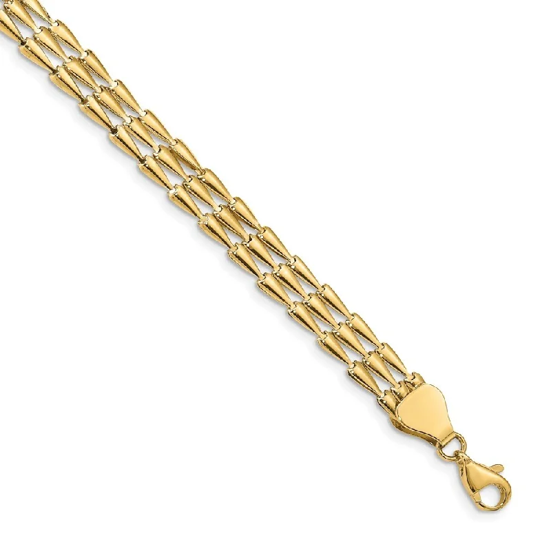 14k Yellow Gold Polished Fancy Link Bracelet, 7.5"