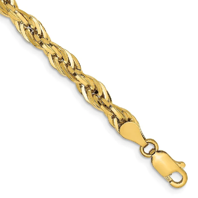 14k Yellow Goldy 4.75mm Semi-Solid Rope Chain Bracelet, 8"