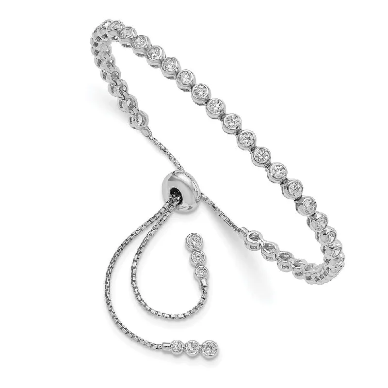 925 Sterling Silver Cubic Zirconia Adjustable Bracelet