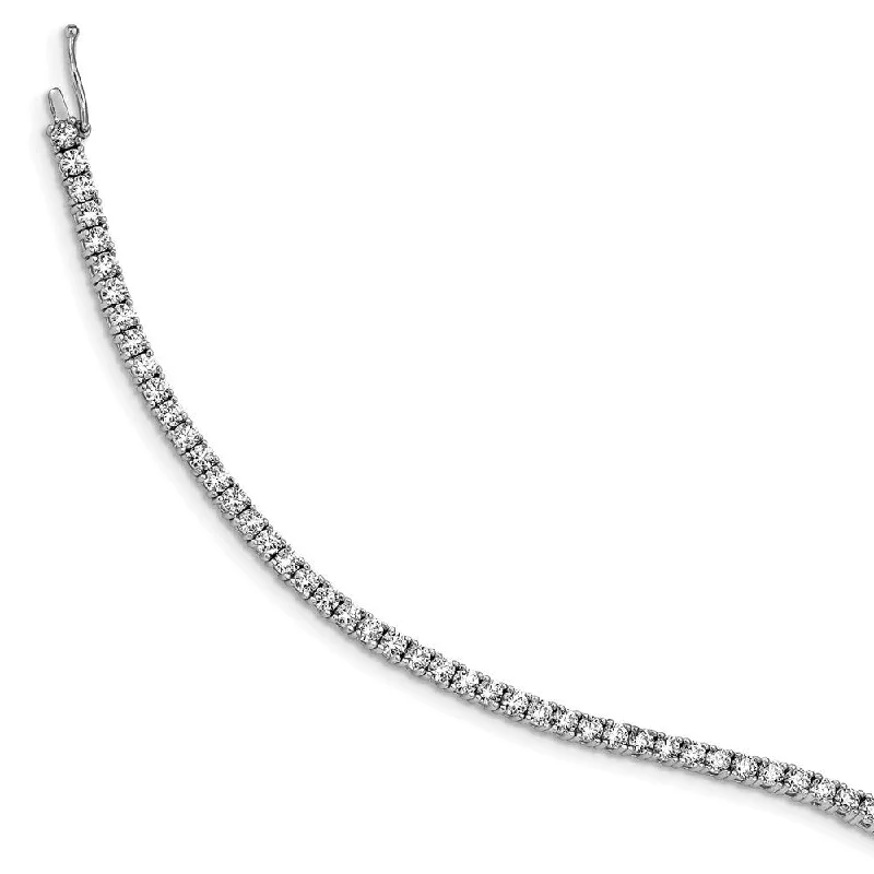 925 Sterling Silver Rhodium-plated Cubic Zirconia Bracelet, 7"