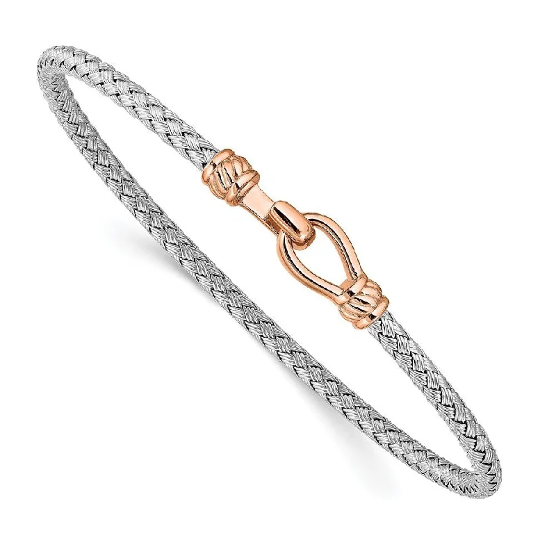 925 Sterling Silver & Rose Gold-plated Flexible Cuff Bracelet