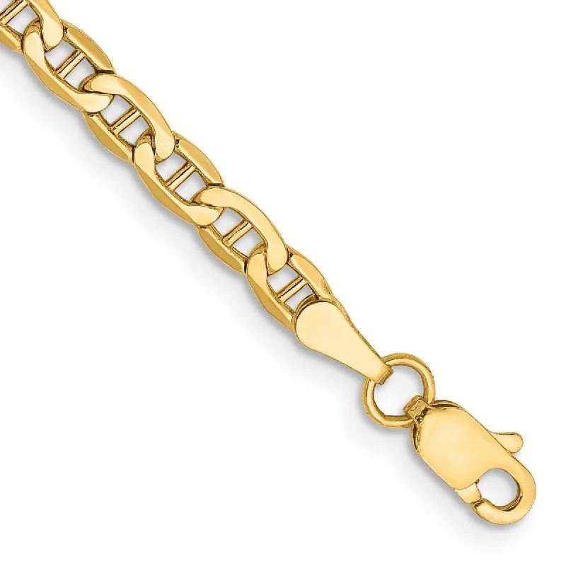 Curata 10k Yellow Gold 3.20mm Mariner Anchor Chain Bracelet 7 Inch