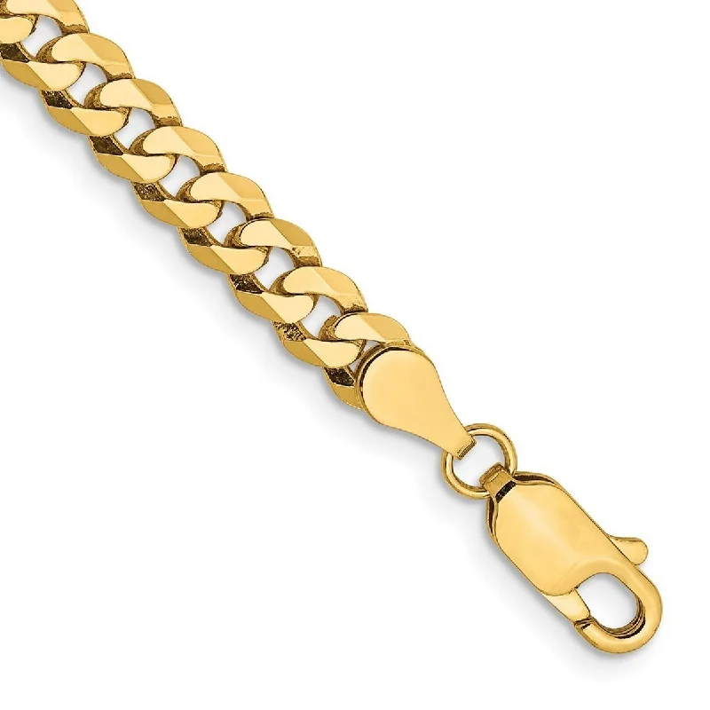 Curata 10k Yellow Gold 4.6mm Flat Beveled Curb Chain Bracelet