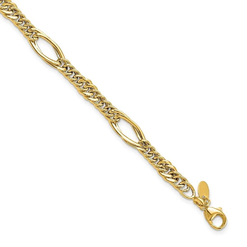 Curata 14k Gold Polished Fancy Link Bracelet 7.5 Inch