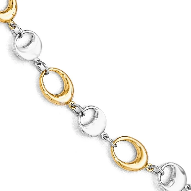 Curata 14k Two Tone Gold Polished Link Bracelet 7.75 Inch