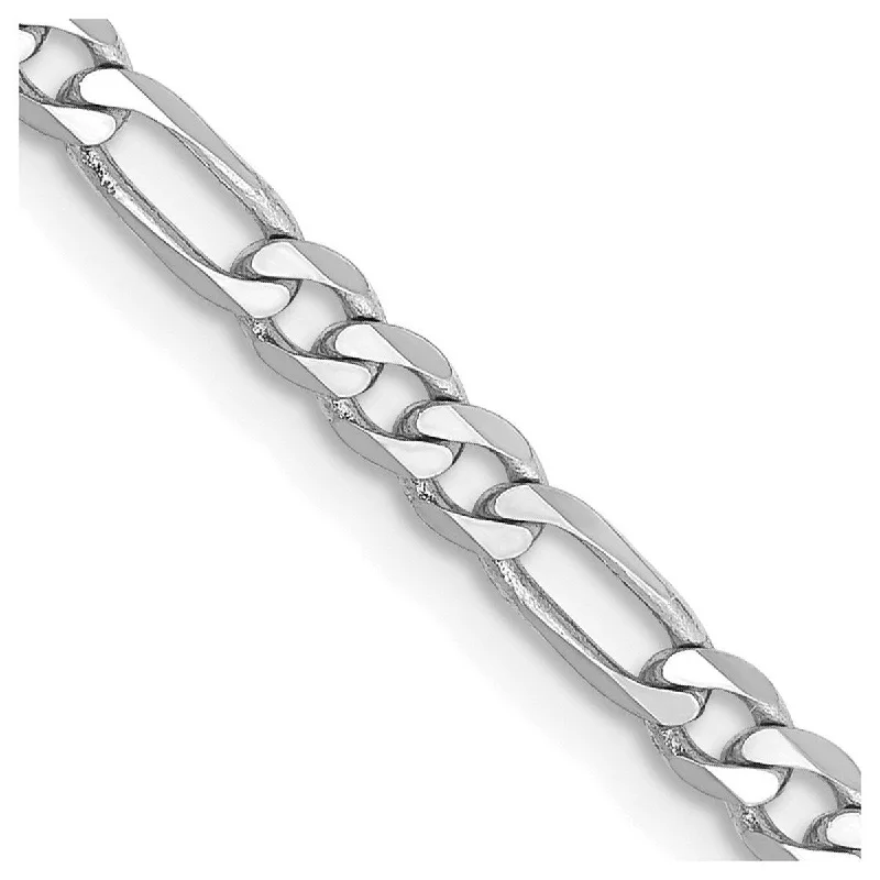 Curata 14k White Gold Solid Polished Lobster Claw Closure 3.0mm Figaro Chain Bracelet - 7 Inch - Lobster Claw