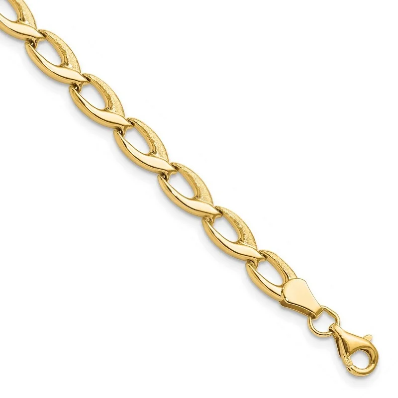 Curata 14k Yellow Gold Fancy Link Bracelet 7.25 Inch