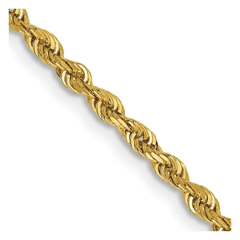 Curata 14k Yellow Gold Solid 2.5mm Sparkle Cut Quadruple Rope Chain Bracelet Lobster Claw