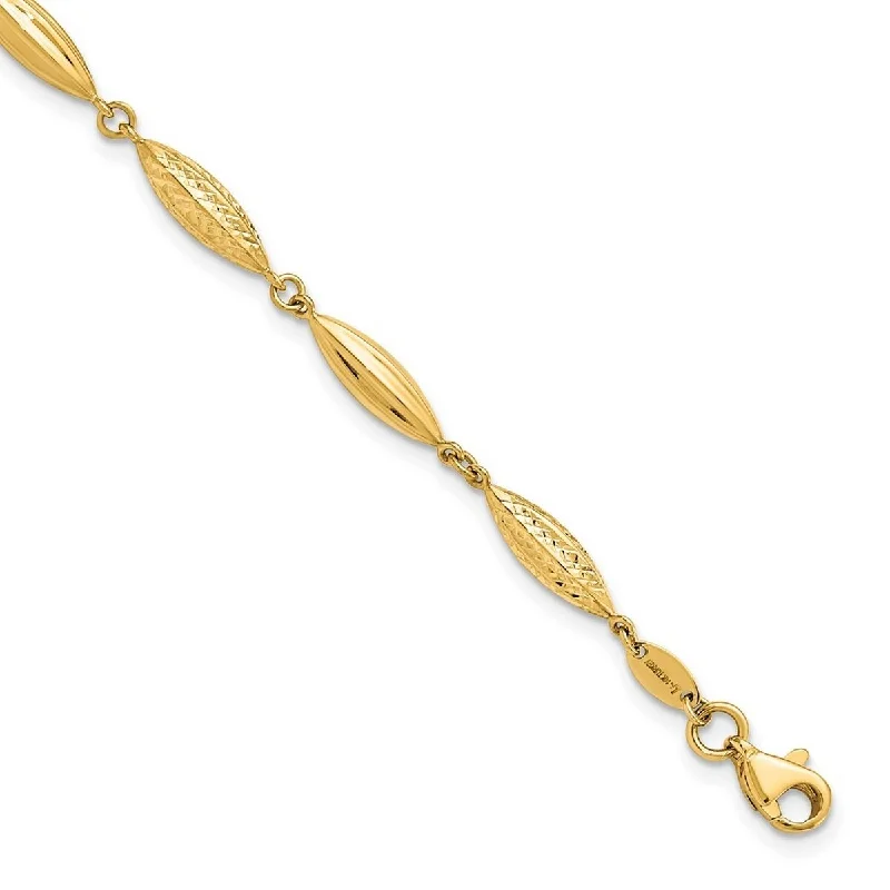 Curata 3.88mm 14k Gold Polished Sparkle Cut Fancy Link Bracelet 7.75 Inch